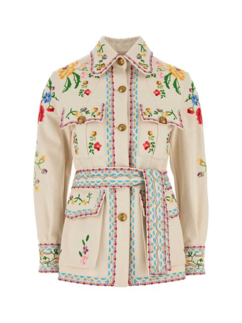 Valentino Garavani Women Embroidered Denim Blazer