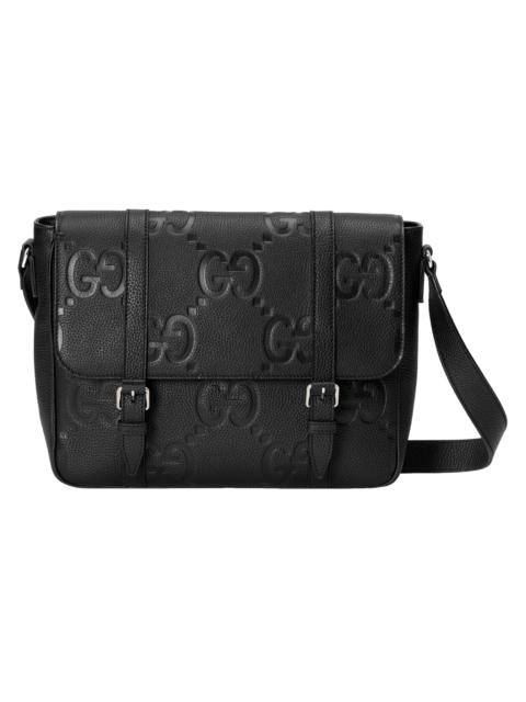 GUCCI GUCCI Jumbo GG Medium Black Leather Messenger Bag