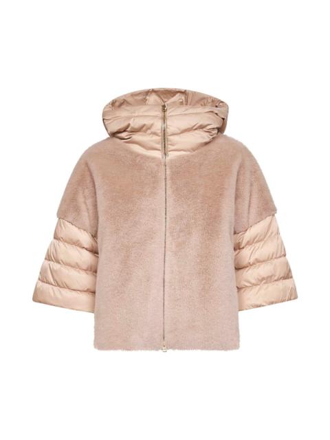 Herno Beige satin and lady alternative fur cape