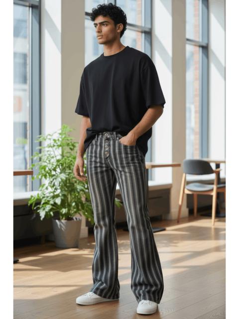 Other Designers 🔥TORNADO MART Shadow Stripes Poly-Coat Cotton ULTRA FLARE