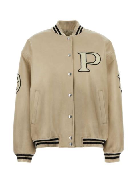 Prada Prada Women Ivory Leather Bomber Jacket