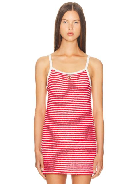 Sporty & Rich Serif Logo Striped Terry Tank Top