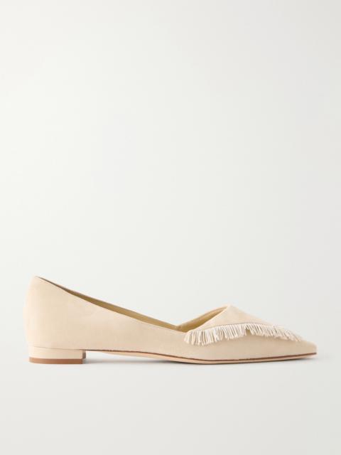 Manolo Blahnik Paletotflat Fringed Suede Ballet Flats