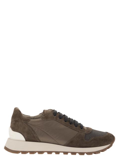 Brunello Cucinelli Brunello Cucinelli Women Suede And Techno Fabric Runners With Precious Toe