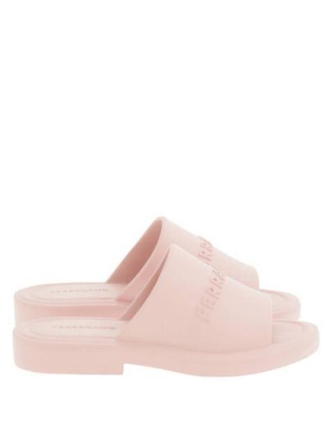 FERRAGAMO Ferragamo Giuneva Logo Debossed Rubber Sandals, Size 7