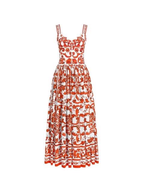 Dolce & Gabbana Dolce & Gabbana Women Long Poplin Dress With Majolica Print