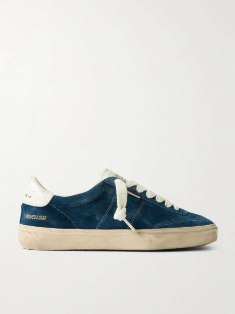 Soul-Star Distressed Leather-Trimmed Suede Sneakers