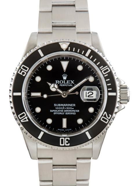 ROLEX Pre-Owned Rolex Submariner Ref 16610T No Holes Case Stainless Steel
