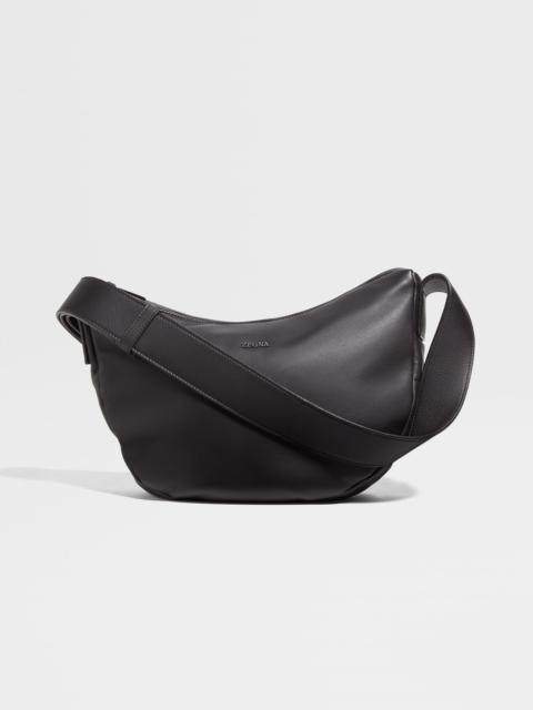 ZEGNA DARK BROWN SECONDSKIN HOBO PANORAMA MICRO BAG