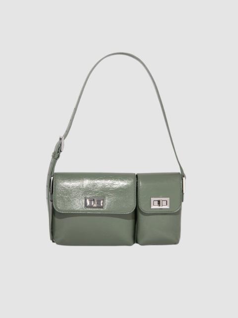BY FAR Billy Moss Creased Leather Shoulder Bag