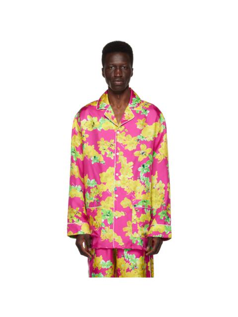 VERSACE Pink Floral Pyjama Shirt