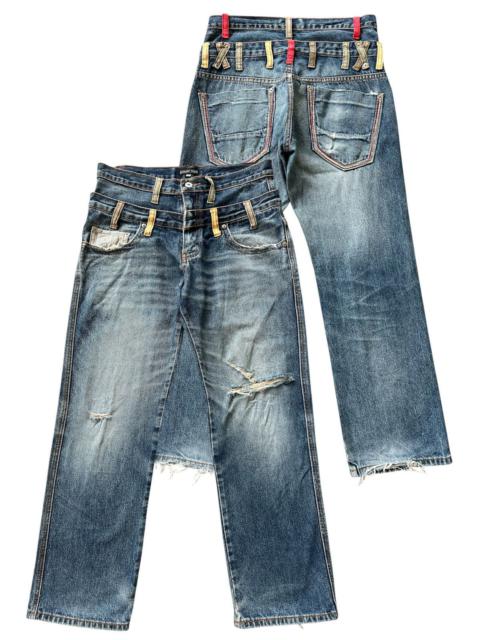Other Designers Japanese Brand - Distressed Amore Puro Double Waist Denim Jeans 32x29