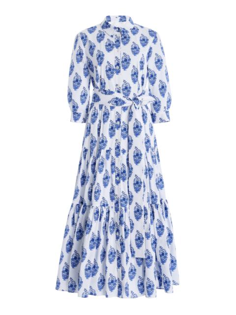 CAROLINA HERRERA Tiered Stretch-Cotton Midi Shirt Dress white