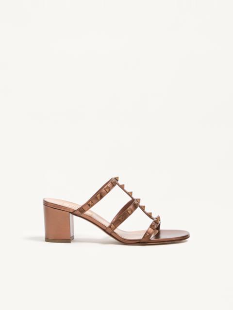 Valentino ROCKSTUD METALLIC CALFSKIN LEATHER SLIDE SANDAL 60 MM