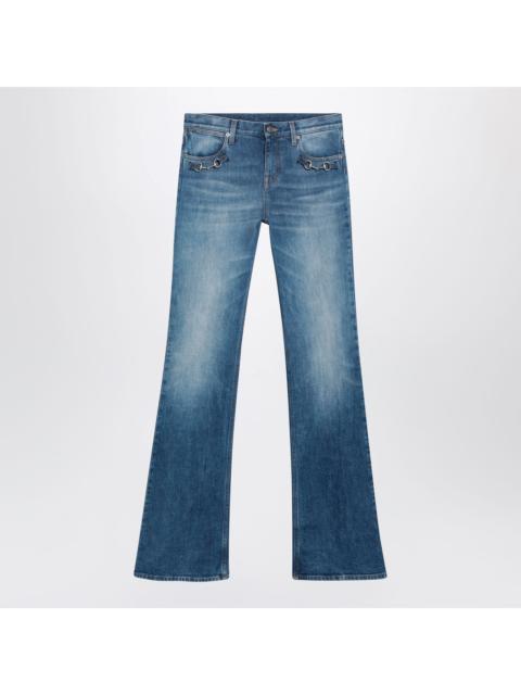 GUCCI Gucci Low-Rise Flare Jeans With Horsebit In Blue Denim Women