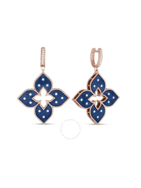 Other Designers Roberto Coin 18K Rose Gold Venetian Princess Diamond Blue Titanium Large Drop Earrings - 7773360Axer