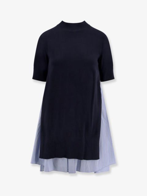 sacai Sacai Cotton Dress With Fabric Inserts