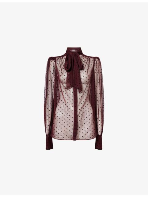 REBECCA VALLANCE Barbera Polka-Dot Woven Blouse