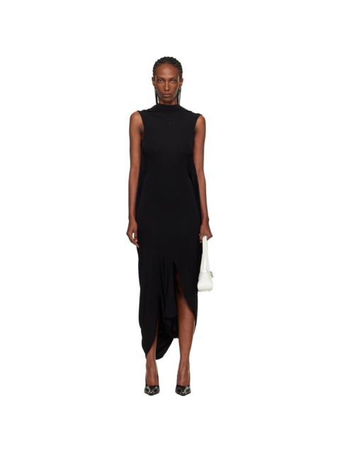 Marine Serre Black Draped Jersey Sleeveless Open-Back Maxi Dress
