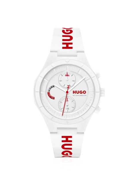 HUGO WHITE WATCH WITH SILICONE LOGO STRAP