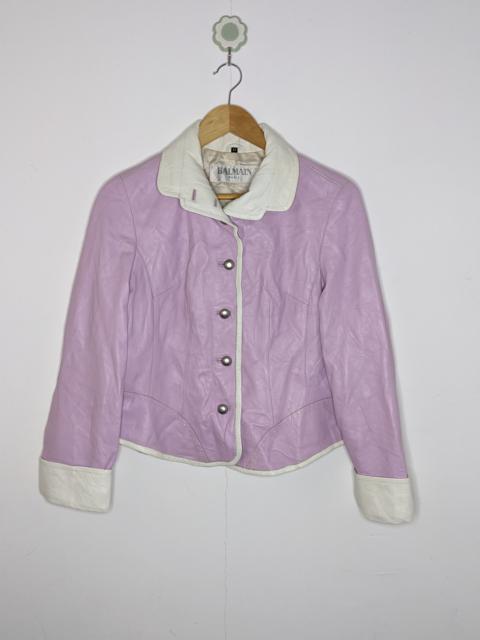 Balmain Balmain Women's Pink Lilac Leather Jacket Pretty Elegance