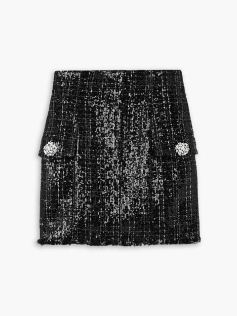 Balmain Crystal-embellished sequined tweed mini skirt