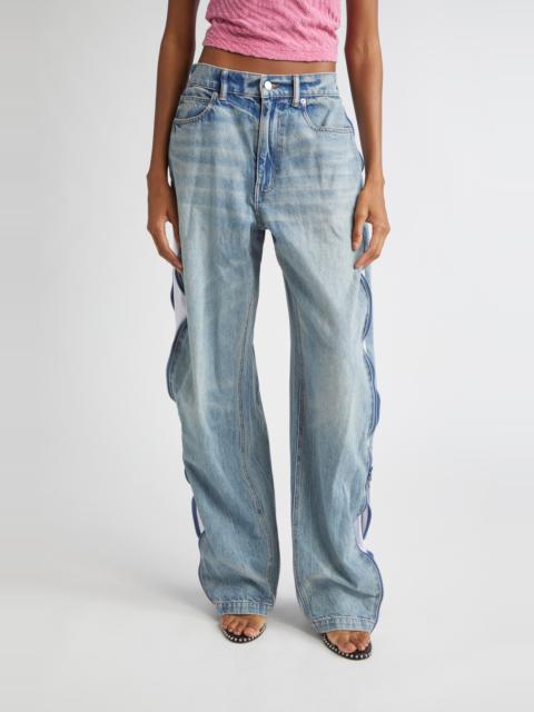 Alexander Wang Mesh Insert Curved Leg Jeans in Vintage Bleach Blue at Nordstrom