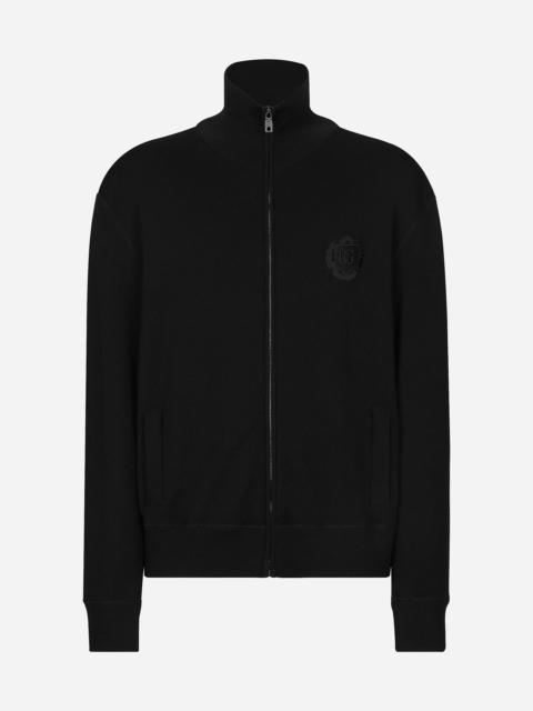 Dolce & Gabbana Cashmere and silk zip-up sweatshirt with DG patch