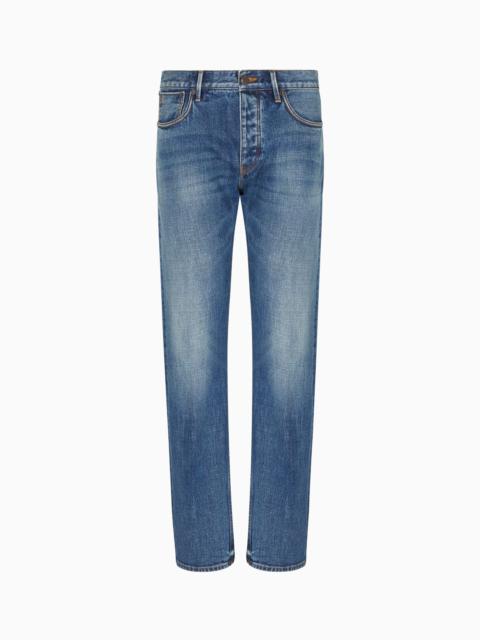 EMPORIO ARMANI J41 STRAIGHT-FIT VINTAGE JEANS IN EMPORIO ARMANI LAB DENIM