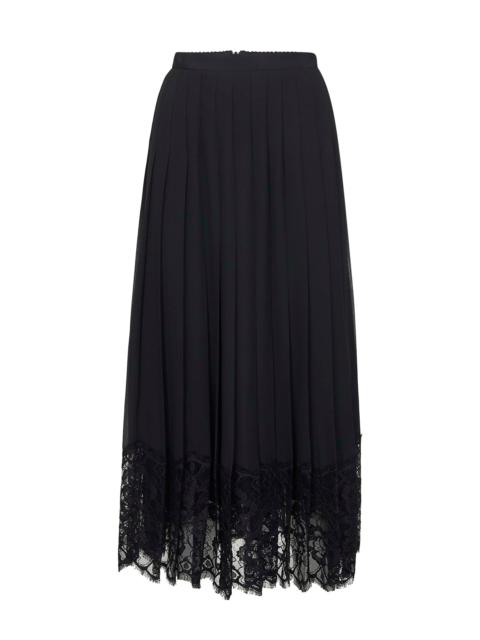 Dolce & Gabbana Dolce & Gabbana Women Black Chiffon And Lace Pleated Midi Skirt