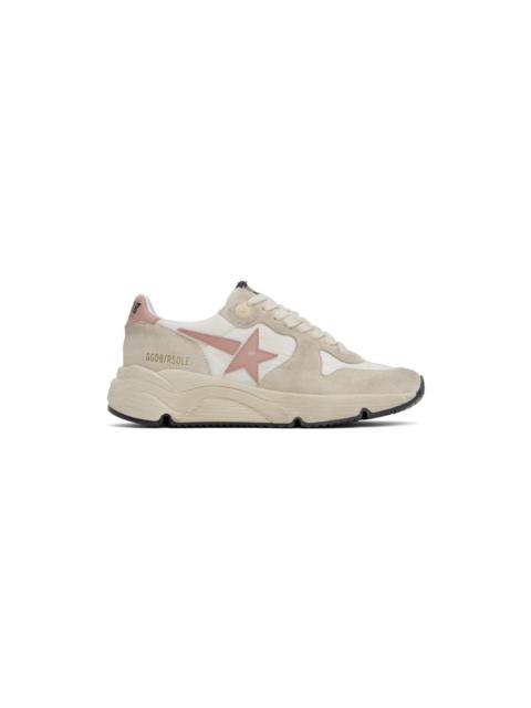 Beige & Off-White Running Sole Sneakers