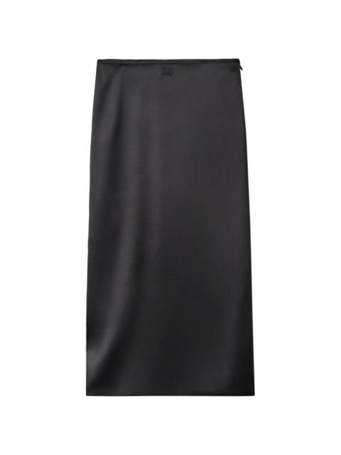 high-waist midi silk skirt