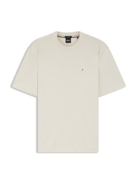BOSS MERCERIZED-COTTON T-SHIRT WITH DOUBLE B MONOGRAM