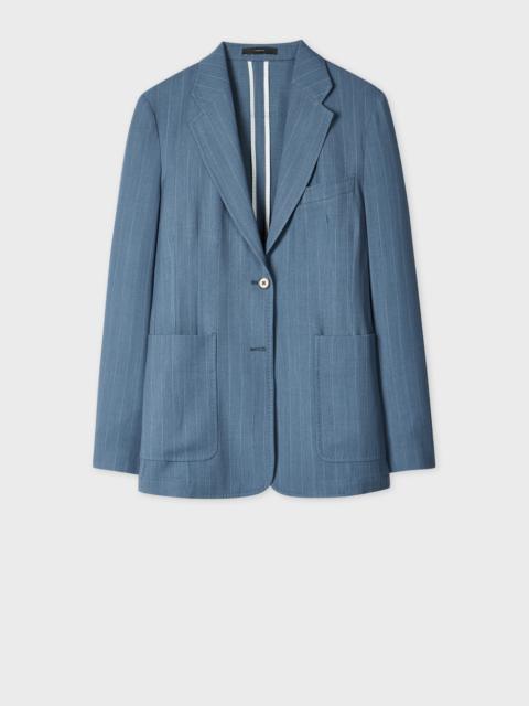 Paul Smith Women's Slate Blue Unlined Pinstripe Two-Button Jacket