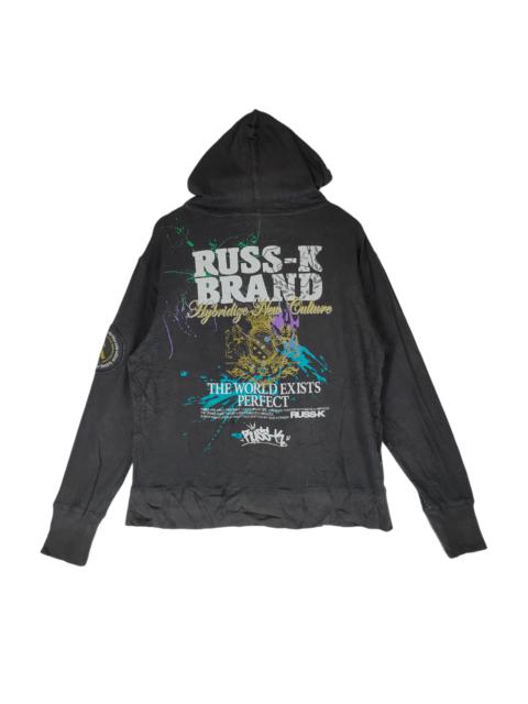 Other Designers Designer - RUSS-K Big Logo Front Back Full Zipper Hoodie Sweater
