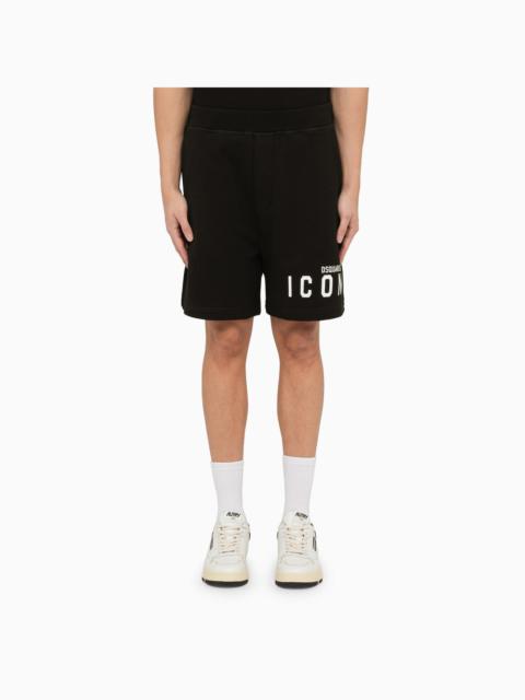 Dsquared2 Black Bermuda Shorts With Icon Print
