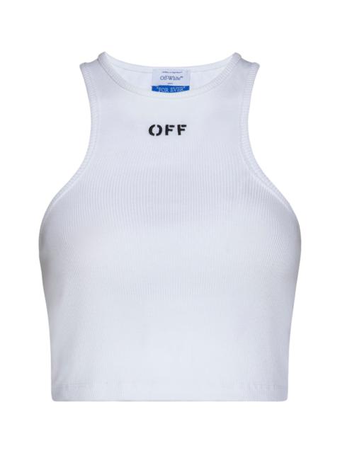 Off-White Logo rib-knit cotton rowing top