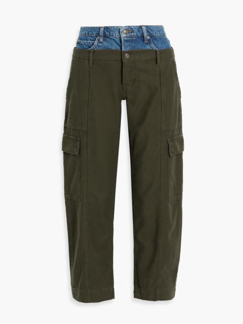 FRAME Le Mix denim-trimmed cotton-canvas cargo pants