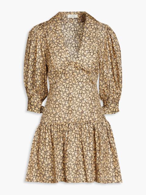 Sandro Gathered floral-print silk-twill mini dress