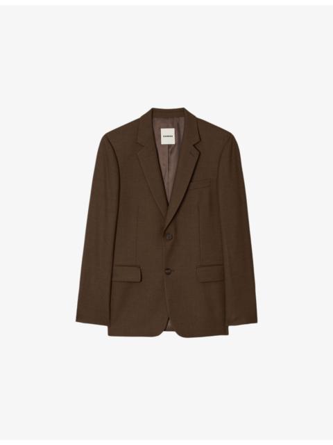 Sandro Notched-Lapel Long-Sleeve Wool Suit Jacket