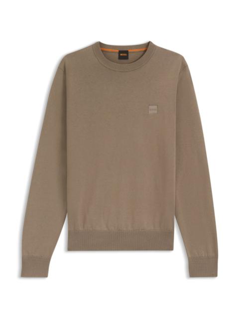 BOSS COTTON-CASHMERE SWEATER WITH LOGO LABEL