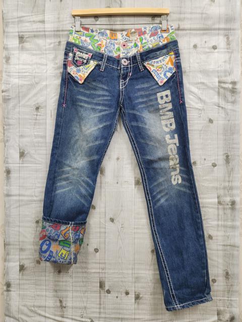 Other Designers Japanese Brand - Double Waist Colorfull Printed Blue Moon Blue Denim Jeans