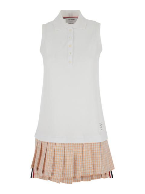 Thom Browne Women Mini White And Orange Polo Dress In Cotton Woman