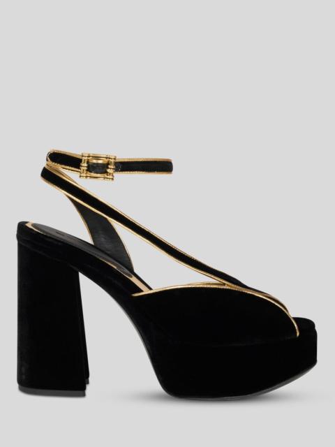 Etro VELVET PLATFORM SANDALS WITH METALLIC TRIM