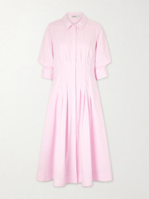 SIMKHAI Jazz Pleated Cotton-blend Poplin Midi Dress