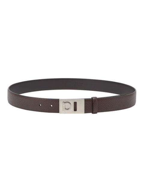 FERRAGAMO Ferragamo Men's Gancini Plaque Pebbled Leather Belt, Size 95