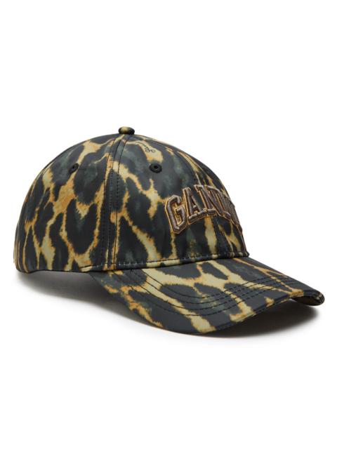 GANNI Ganni Logo-embroidered Leopard-print Nylon cap