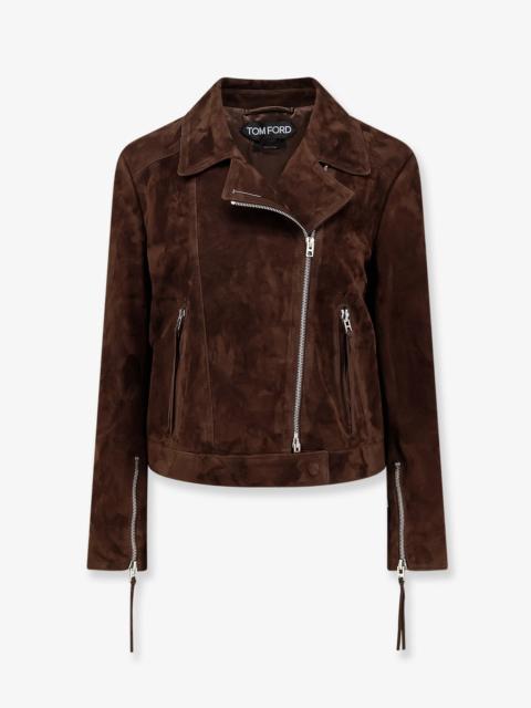 TOM FORD Tom Ford Suede Biker Jacket Brown Women