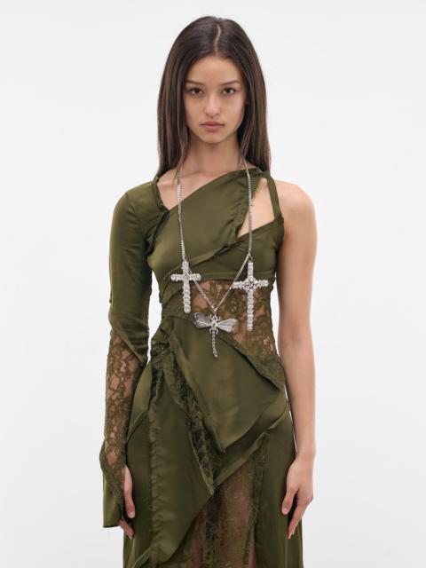 Blumarine Silver Dragonfly Cross Chain Necklace