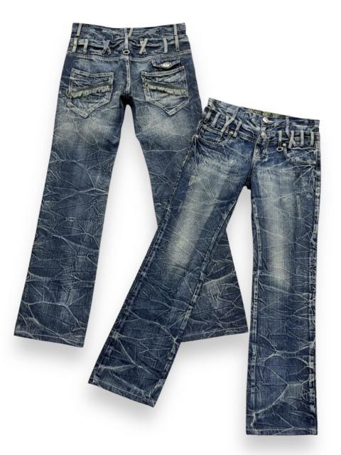 Other Designers Japan Blue - 🔥FYE💥BLOW BY BLUE Double Waist Acid Wash Punk Skulls Jeans